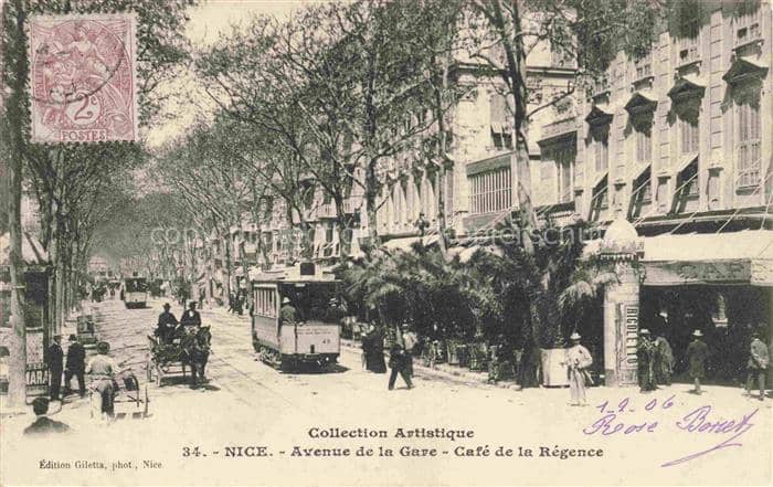 STRAssENBAHN Tramway-- Nice Avenue de la Gare Cafe de la Regence – Ansichtskarte