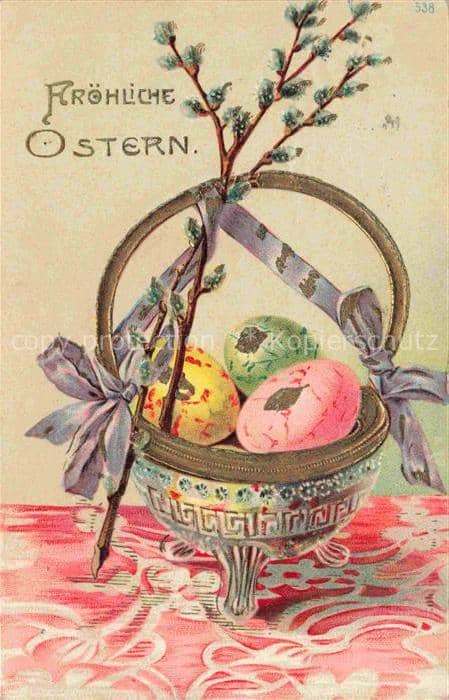 Ostern Easter Paques Pasqua-- Eier Korb – Ansichtskarte