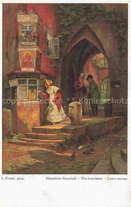 FRANK I. Kuenstlerkarte Heimliche Botschaft The love letter Nuernberg – Ansichtskarte