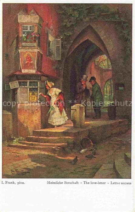 FRANK I. Kuenstlerkarte Heimliche Botschaft The love letter Nuernberg – Ansichtskarte