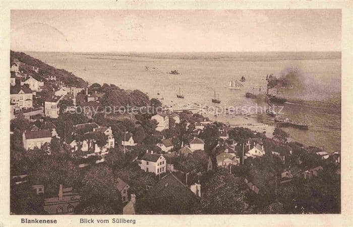 Blankenese Hamburg Suellberg Elbe Schiffe Dampfer Segelschiff Stadtpanorama Baeu – Ansichtskarte Hamburg