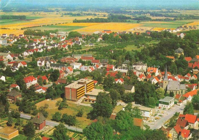 Bad Sassendorf Soest NRW Moor-und-Soleheilbad Sanatorium Kirche Haeuser Felder L – Ansichtskarte Bad Sassendorf