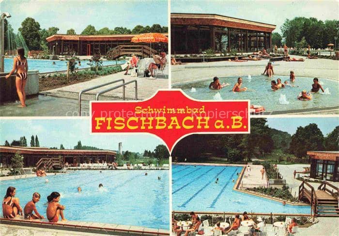 Fischbach Friedrichshafen Bodensee BW Schwimmbad Freibad Bodensee Becken Badegae – Ansichtskarte Friedrichshafen