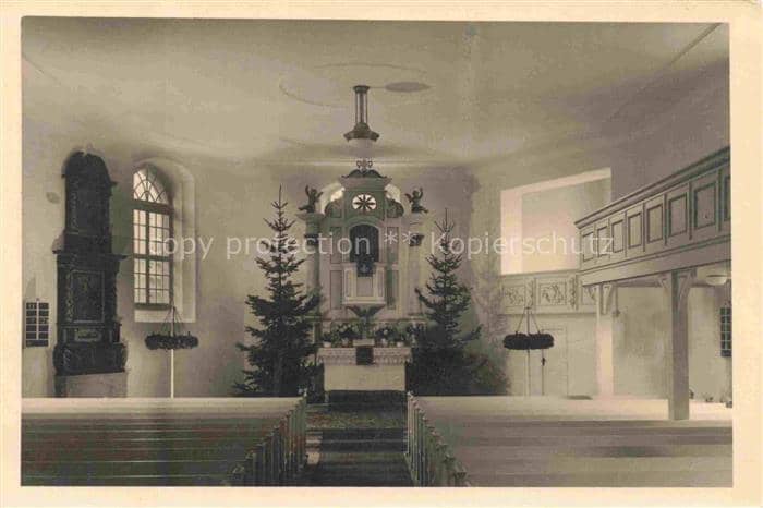 Bautzen Sachsen Kirche Innenraum Altar Kirchenbaeume Kirchenbaenke Empore Weihna – Ansichtskarte Bautzen