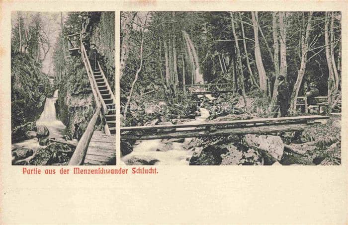 Menzenschwand Sankt Blasien BW Menzenschwander-Schlucht Wasserfall Treppe Bach B – Ansichtskarte St. Blasien