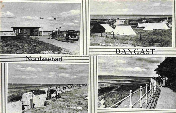 Dangast Nordseebad Varel Niedersachsen Campingplatz Badestrand Strandkorb Seepro – Ansichtskarte Varel