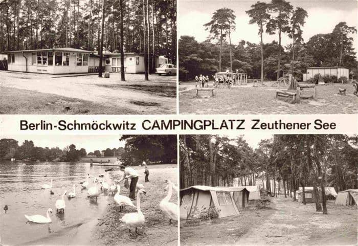 Schmoeckwitz TREPTOW-KoePENICK BERLIN Campingplatz Zeuthener-See Schwaene Zelte – Ansichtskarte Berlin