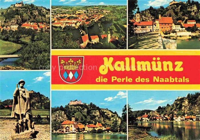 Kallmuenz Bayern Naabtal Burgruine Denkmal Fluss Fachwerkhaeuser – Ansichtskarte Kallmünz