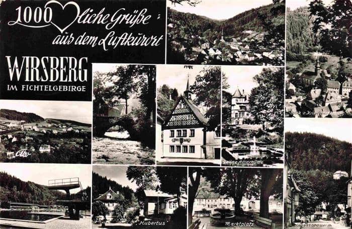Wirsberg Kulmbach Bayern Panorama Freibad Hubertus Marktplatz Goldne Adlerhuette – Ansichtskarte Wirsberg