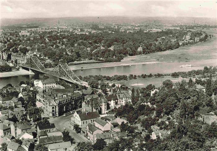DRESDEN Elbe Blick von Oberloschwitz – Ansichtskarte Dresden Elbe