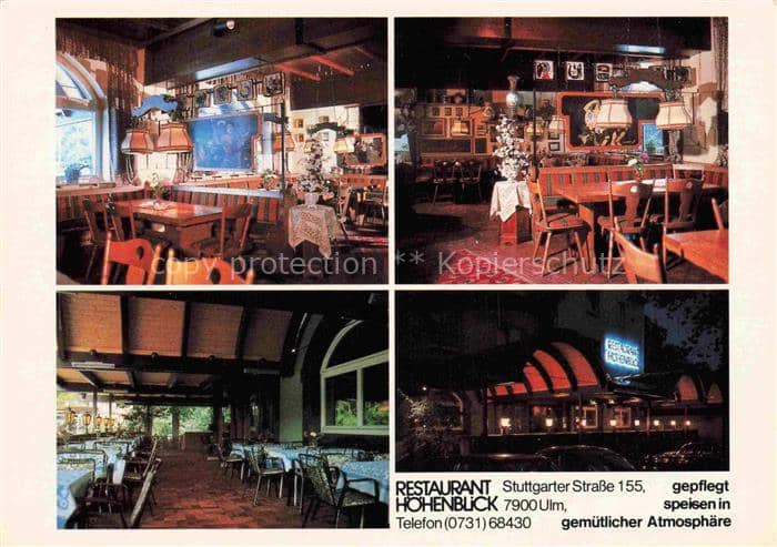 ULM  Donau Restaurant Hoehenblick Gastraeume – Ansichtskarte Ulm