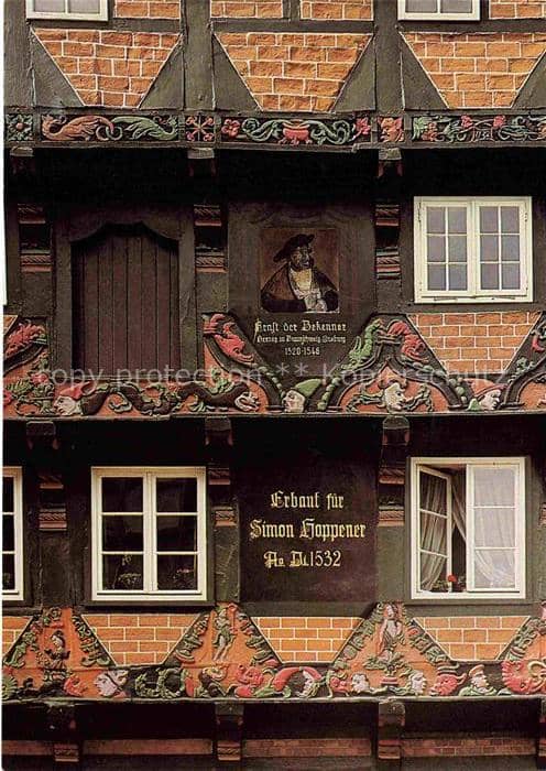 Celle  Niedersachsen Detail der Fassade des Hoppenerhauses – Ansichtskarte Celle