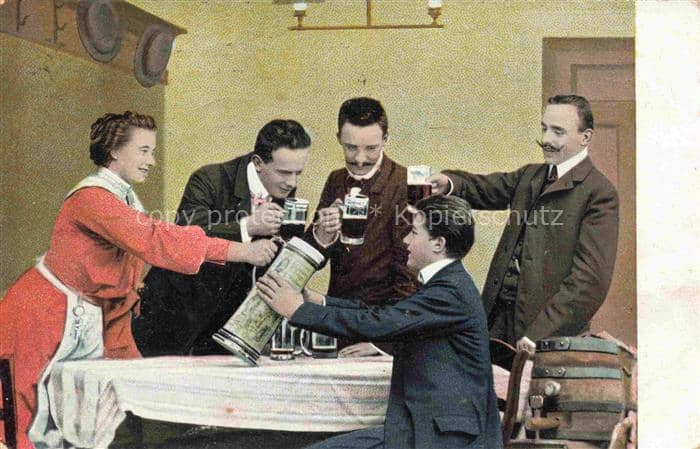 Bier Beer Biere Maenner Frau Prost – Ansichtskarte