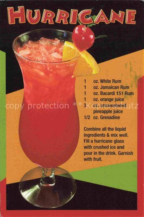 Rezept Recette-- Hurricane New Orleans – Ansichtskarte