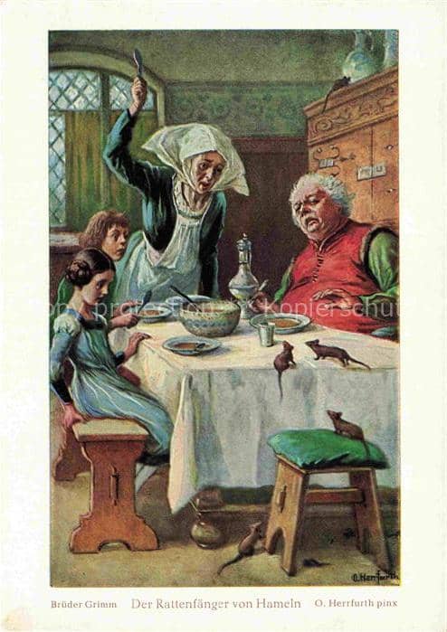 Maerchen Sagen Fairy Tale Conte-- Brueder Grimm Der Rattenfaenger von Hamein – Ansichtskarte
