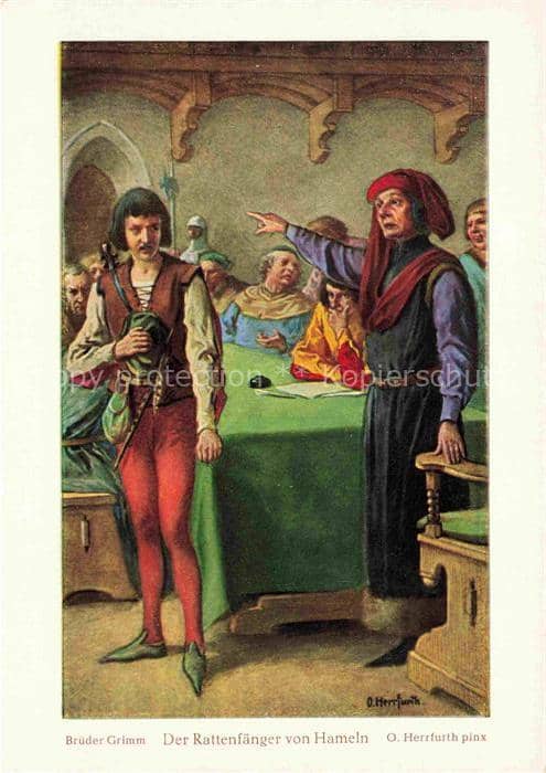 Maerchen Sagen Fairy Tale Conte-- Brueder Grimm Der Rattenfaenger von Hamein – Ansichtskarte