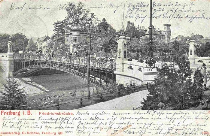 FREIBURG Breisgau BW Friedrichsbruecke – Ansichtskarte Freiburg im Breisgau