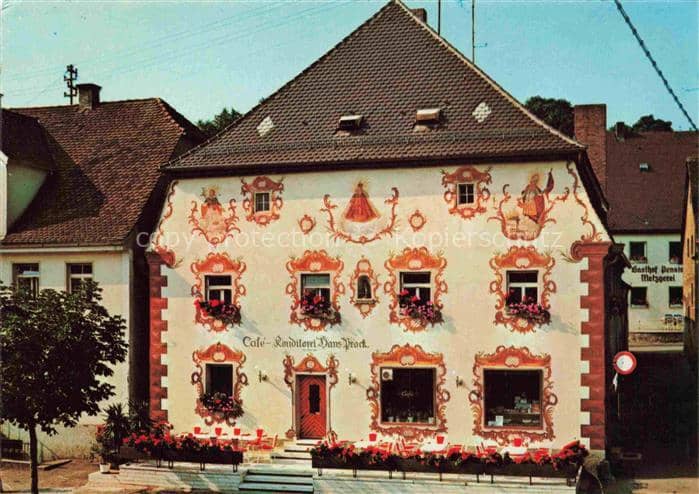Beratzhausen Konditorei Tagescafé Prock Fassadenmalerei – Ansichtskarte Beratzhausen