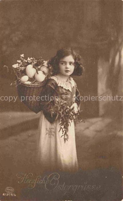 Foto Amag Nr. 61278/4 Ostern Paque Mädchen Easter Pas – Ansichtskarte
