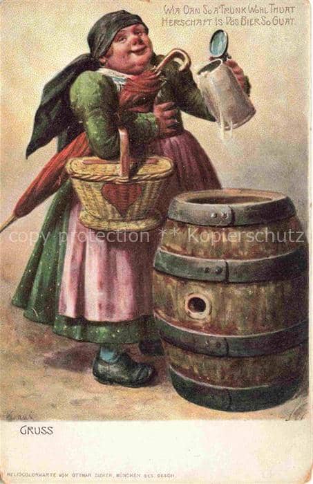 Bier Beer Biere Fass Gruss Getaenke – Ansichtskarte