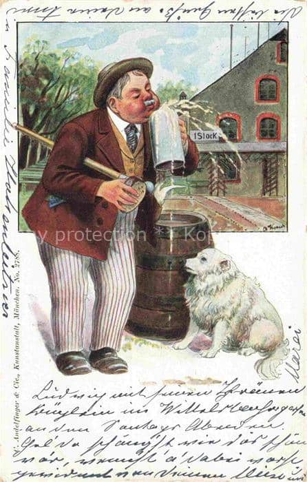 Bier Beer Biere Fass Hund Getraenke – Ansichtskarte