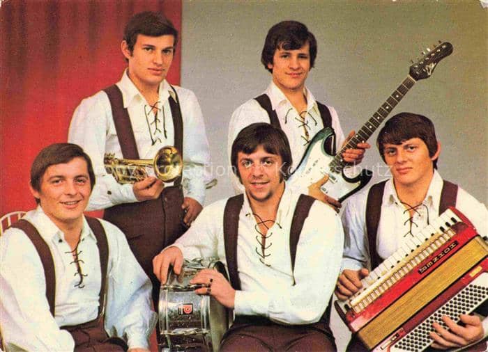 Musikanten Trompete Saxophon Gitarre Schlagzeug Bayern Zwiesel – Ansichtskarte