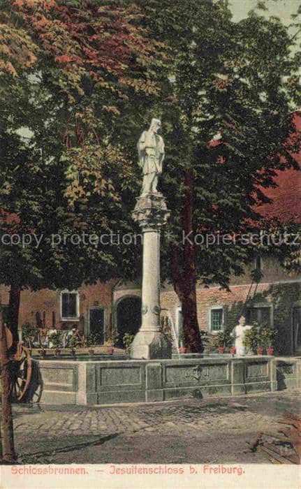 FREIBURG Breisgau BW Jesuitenschloss Schlossbrunnen – Ansichtskarte Freiburg im Breisgau