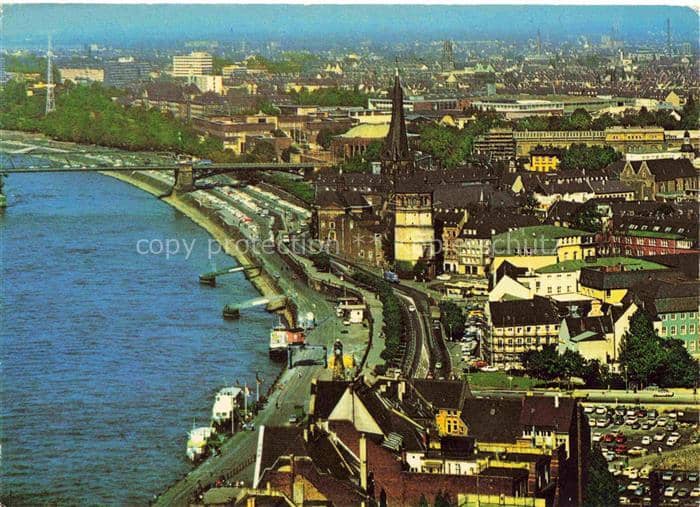 DuessELDORF  CITY Stadtpanorama Rheinufer mit dem Schlossturm – Ansichtskarte Düsseldorf