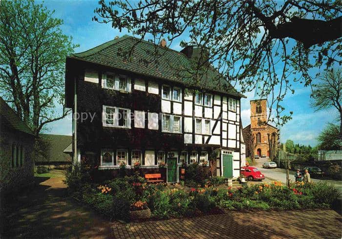 Duessel Altes Fachwerkhaus Kirche – Ansichtskarte Wülfrath
