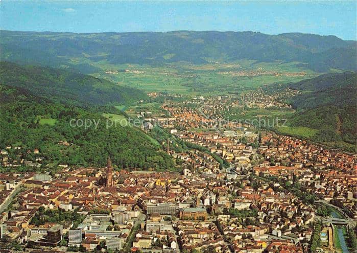 FREIBURG Breisgau BW Panorama Blick gegen Schwarzwald – Ansichtskarte Freiburg im Breisgau