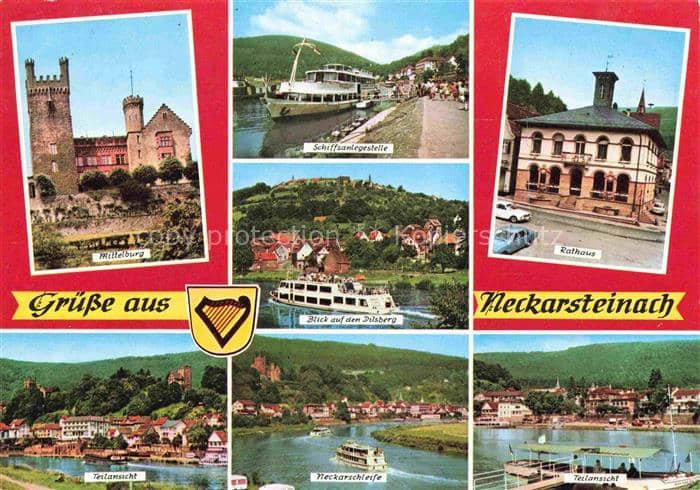 Neckarstadt Mittelburg Schiffsanlegestelle Dilsberg Rathaus Teilansicht Neckarsc – Ansichtskarte Mannheim