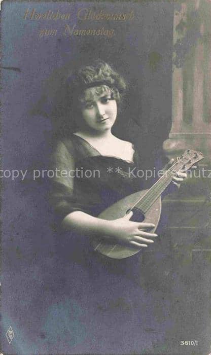 Foto PFB Nr. 3810/1 Namenstag Gitarre Frau – Ansichtskarte