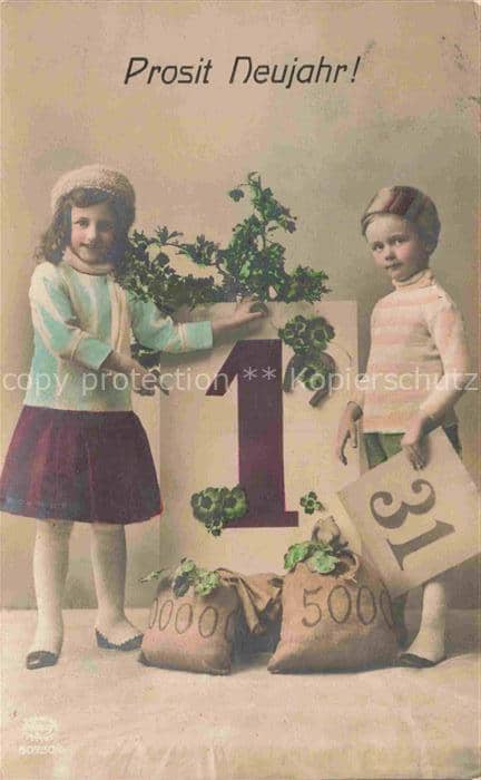 Foto Amag Nr. 60730/4 Neujahr Nouvelle Année Kinder – Ansichtskarte