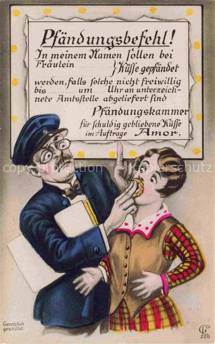 Foto GLCo Nr. 225 Pfaendungsbefehl Maedchen Postbote – Ansichtskarte