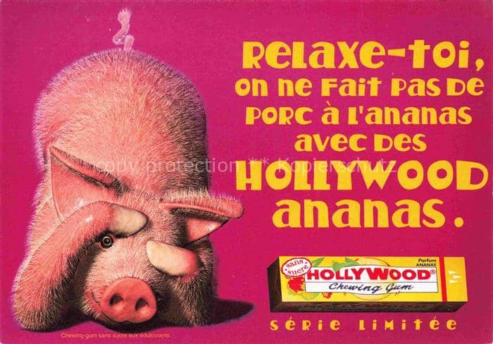 Genussmittel Hollywood Ananas Kaugummi – Ansichtskarte