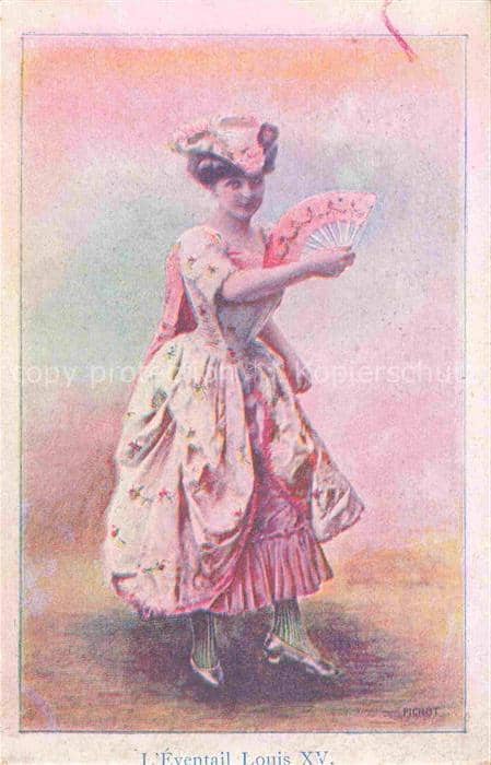 Faecher Mode Fan Eventail Abanico Ventaglio-- Evebtail Louis XV – Ansichtskarte