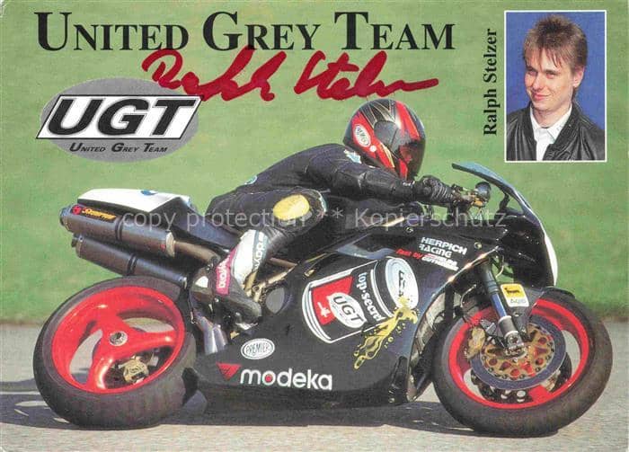 Motorrad Motor Bike Motocycla Ralph Stelzer Ducati 748 Autogramm – Ansichtskarte