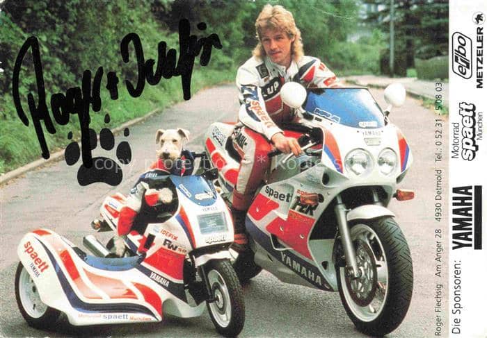 Motorrad Motor Bike Motocycla Yamaha Roger Flechsig Autogramm – Ansichtskarte