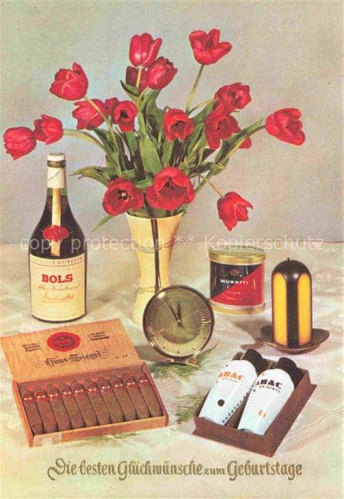 Zigarren Zigarette Cigar Blumen Schnaps Bols ABAC – Ansichtskarte