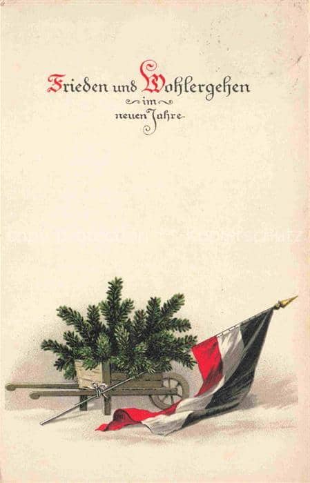 Schwarz Weiss Rot-Flagge (SWR) Litho Neujahrsgruss – Ansichtskarte