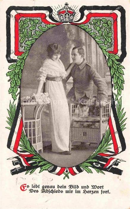 Schwarz Weiss Rot-Flagge (SWR) Litho Abschied – Ansichtskarte