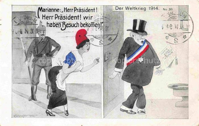 Schwarz Weiss Rot-Flagge (SWR) Litho Weltkrieg Marianne Praesident Soldat – Ansichtskarte