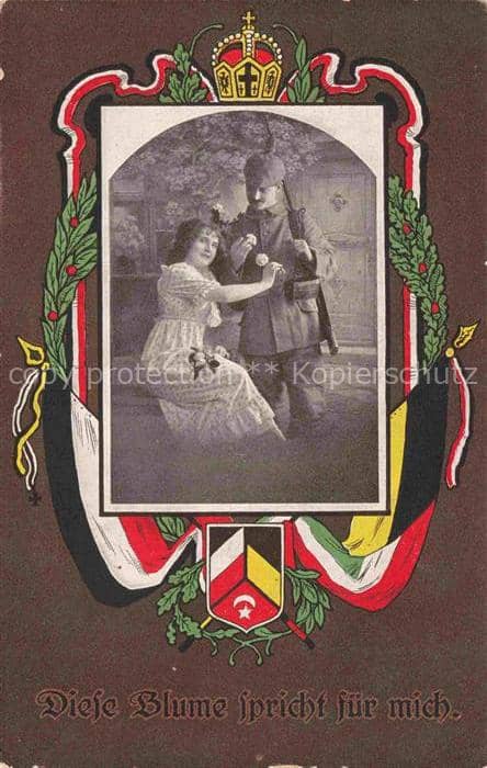SWR Schwarz Weiss Rot-Flagge Litho diese Blume spricht fuer mich Soldat – Ansichtskarte