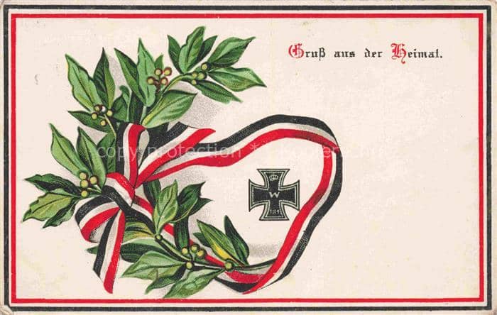 Schwarz Weiss Rot-Flagge (SWR) Litho Gruss au der Heimat – Ansichtskarte