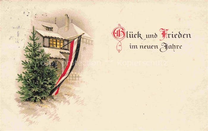 SWR Schwarz Weiss Rot-Flagge Litho Neujahrsgruss – Ansichtskarte