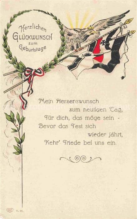 SWR Schwarz Weiss Rot-Flagge Litho Geburtstag Glueckwunsch Adler – Ansichtskarte