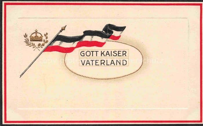 SWR Schwarz Weiss Rot-Flagge Litho Gott Kaiser Vaterland Krone – Ansichtskarte