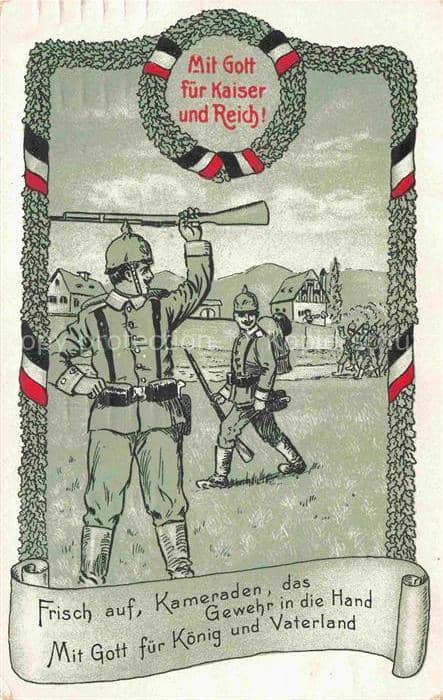 SWR Schwarz Weiss Rot-Flagge Litho mit Gott fuer Koenig Vaterland Soldaten – Ansichtskarte
