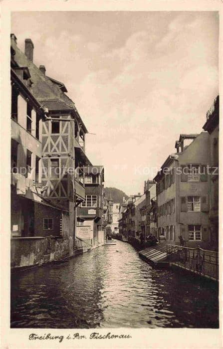 FREIBURG Breisgau BW Fischerau Baechle Gewerbebach Fachwerk-Haus Kanal Altstadt – Ansichtskarte Freiburg im Breisgau
