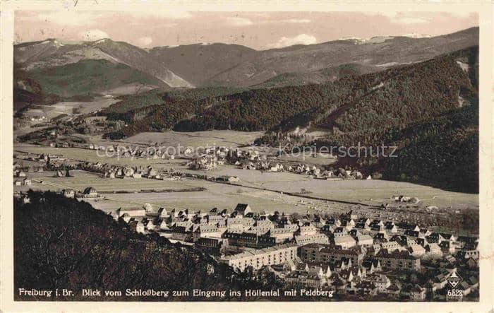 FREIBURG Breisgau BW Schlossberg Hoellental Feldberg Panorama Stadtansicht Wohnh – Ansichtskarte Freiburg im Breisgau
